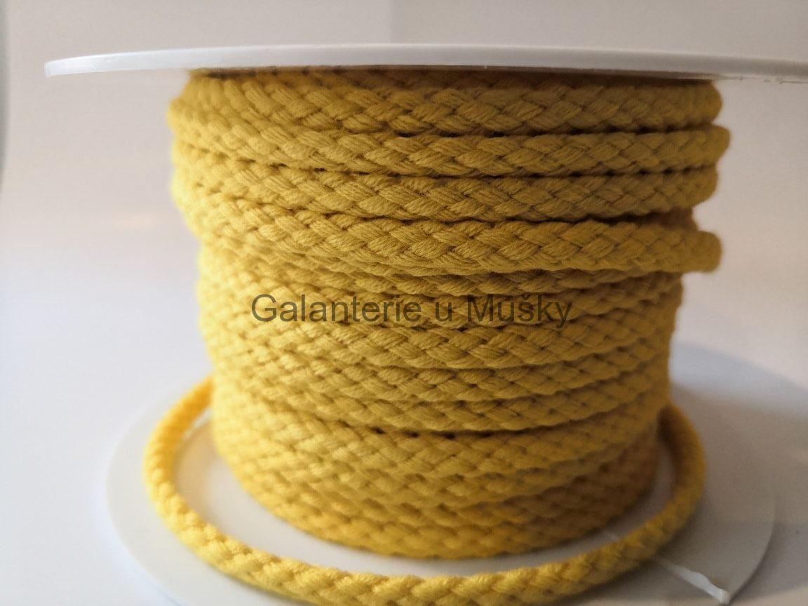 Šňůra proplétaná 5,3 mm žlutá - Oeko-tex standard 100