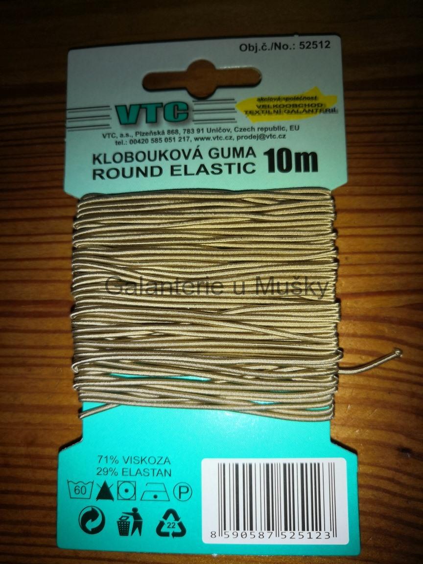 Klobouková guma 1,2 mm - karta 10 m - 1903 - béžová