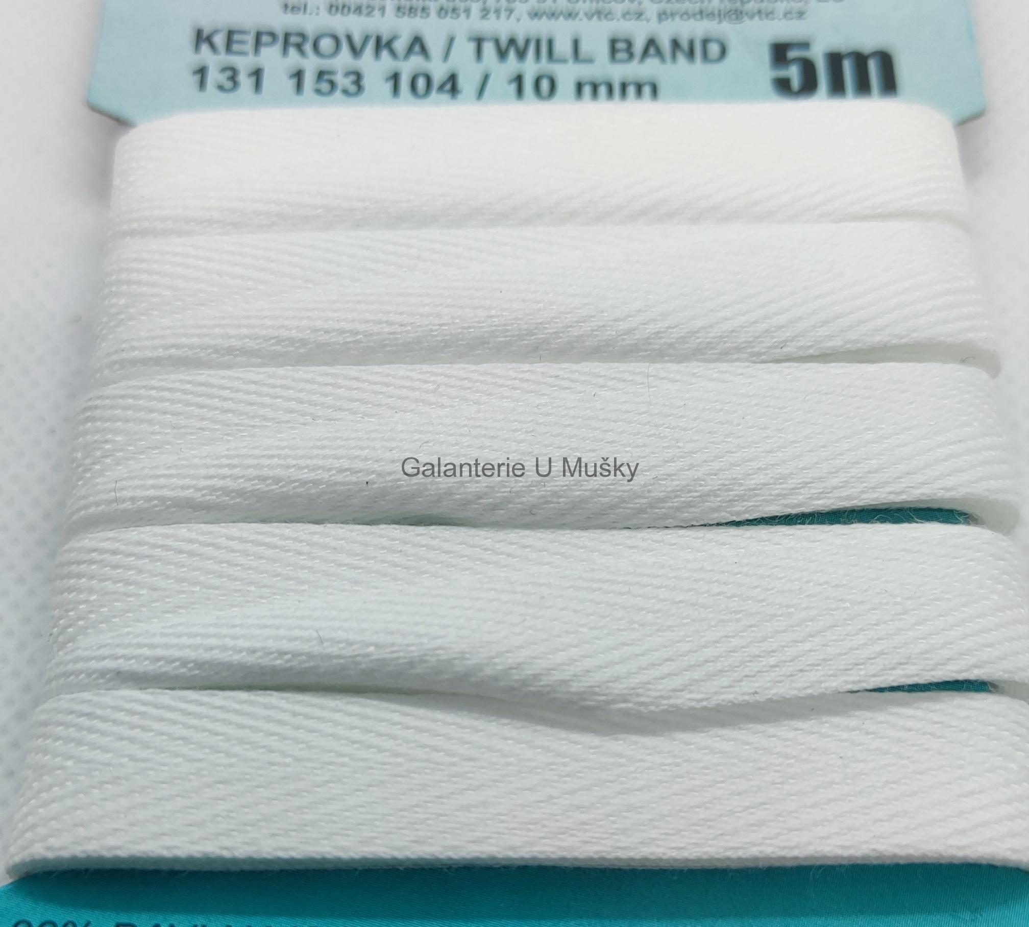 Keprovka 10 mm - karta 5 m - 1101 - bílá - Oekotex standard 100
