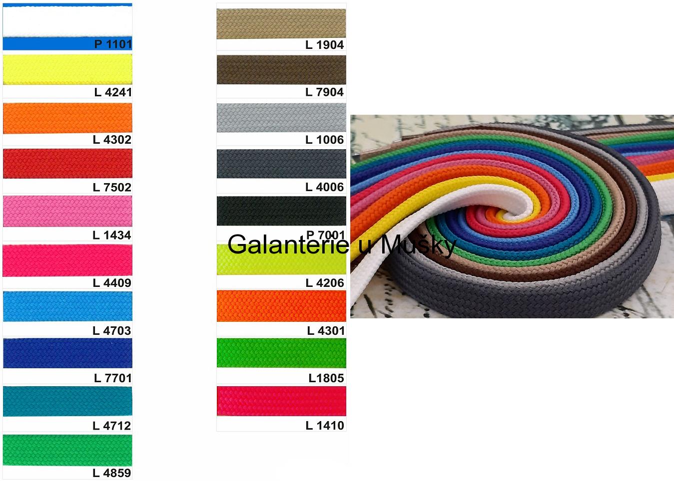 L7502 Šňůra proplétaná, dutinka 10mm plochá - Oeko-tex standard 100