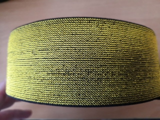 Pruženka tkaná černá s metalickou zlatou nití 50mm
