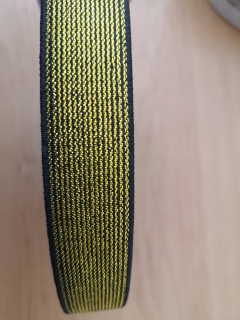 Pruženka tkaná černá s metalickou zlatou nití 20mm