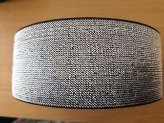 Pruženka tkaná černá s metalickou stříbrnou nití 50mm