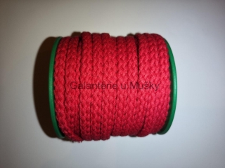 Šňůra oděvní bavlněná 5,3 mm - 7568 - červená - Oeko-tex standard 100