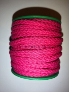 Šňůra oděvní bavlněná 5,3 mm - 7432 - růžová - Oeko-tex standard 100