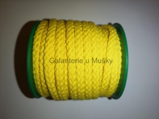 Šňůra oděvní bavlněná 5,3 mm - 4202 - žlutá - Oeko-tex standard 100