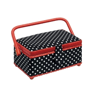 Kazeta na šití S Polka - černá s puntíky PRYM