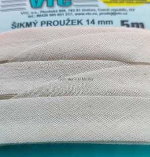 Šikmý proužek 14 mm karta 5 m 100% bavlna - 02 - 000 - ecru
