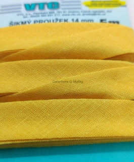 Šikmý proužek 14 mm karta 5 m 100% bavlna - 04 - 143662 - tmavě žlutá