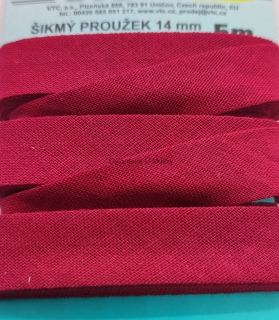 Šikmý proužek 14 mm karta 5 m 100% bavlna - 09 - 300641 - vínová