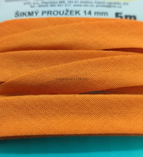 Šikmý proužek 14 mm karta 5 m 100% bavlna - 10 - 140550 - oranžová