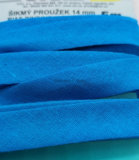 Šikmý proužek 14 mm karta 5 m 100% bavlna - 13 - 596122 - tyrkys