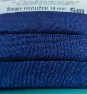 Šikmý proužek 14 mm karta 5 m 100% bavlna - 15 - 529753 - tmavě modrá