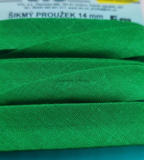 Šikmý proužek 14 mm karta 5 m 100% bavlna - 18 - 700385 - zelená
