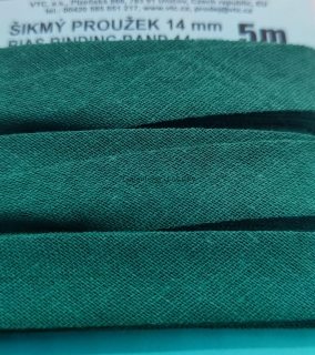 Šikmý proužek 14 mm karta 5 m 100% bavlna - 19 - 754551 - tmavá zeleň