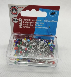 Špendlík se skleněnou hlavou 0,6x30 mm, 100ks