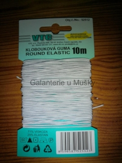 Klobouková guma 1,2 mm - karta 10 m - 1101 - bílá
