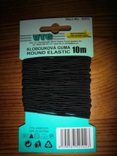 Klobouková guma 1,2 mm - karta 10 m - 7001 - černá