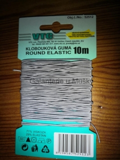 Klobouková guma 1,2 mm - karta 10 m - 1001 - světle šedá