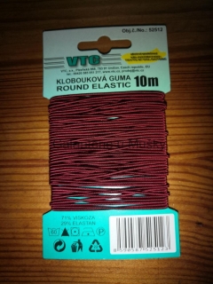 Klobouková guma 1,2 mm - karta 10 m - 7571 - vínová