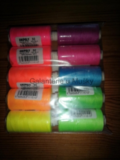 Nitě UNIPOLY JEANS 30x3 200 m NEON