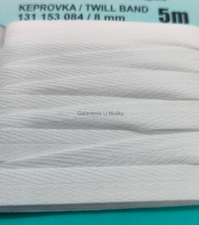 Keprovka 8 mm - karta 5 m - 1101 - bílá - Oekotex standard 100