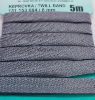 Keprovka 8 mm - karta 5 m - 4022 - šedá - Oekotex standard 100