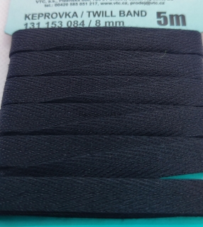 Keprovka 8 mm - karta 5 m - 7001 - černá - Oekotex standard 100