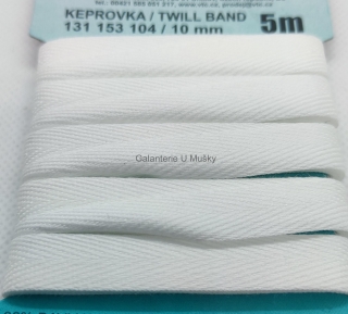 Keprovka 10 mm - karta 5 m - 1101 - bílá - Oekotex standard 100