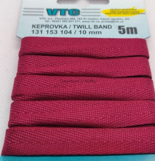 Keprovka 10 mm - karta 5 m - 8550 - tmavě vínová - Oekotex standard 100