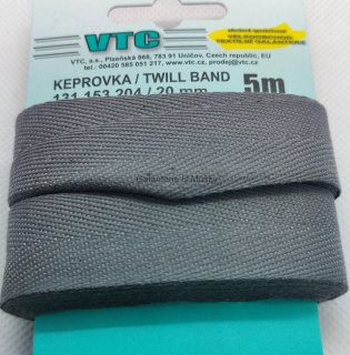 Keprovka 20 mm - karta 5 m - 4022 - šedá - Oekotex standard 100