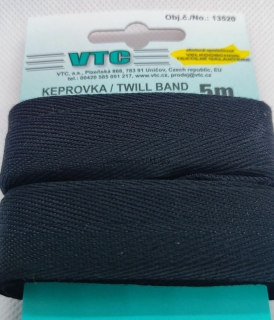 Keprovka 20 mm - karta 5 m - 7001 - černá - Oekotex standard 100