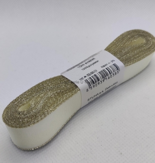 Stuha taftová 15 mm s rexorem - 201 - světle krémová+zlato - 10m