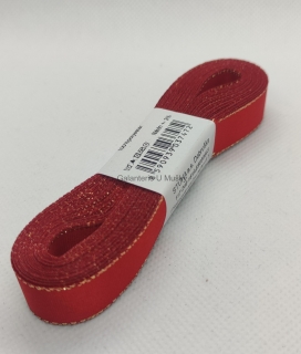 Stuha taftová 15 mm s rexorem - 643-1 - červená+zlato - 10m