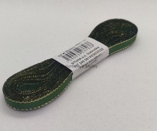 Stuha taftová 6 mm s rexorem - 322 - zelená+zlato - 10m