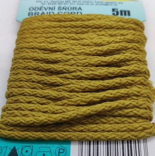 Šňůra oděvní PES 4 mm - karta 5 m - 42-7346 - starozlatá