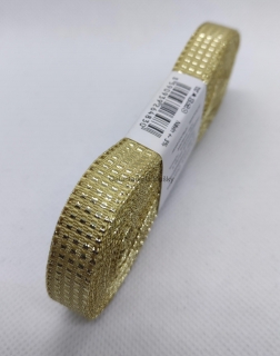 Stuha plátnová s MTP 10 mm - 103 - zlatá+zlato - 10m