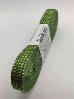 Stuha plátnová s MTP 10 mm - 102 - zelená+zlato - 10m