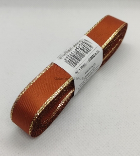 Stuha taftová 15 mm s rexorem - 705 - rezavá+zlato - 10m