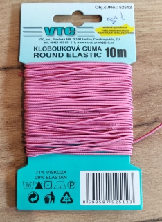 Klobouková guma 1,2 mm - karta 10 m - 4404 - růžová