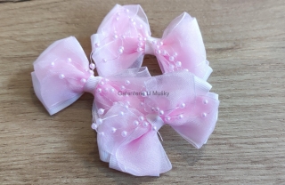 Mašličky růžové 7cm s perličkami