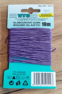 Klobouková guma 1,2 mm - karta 10 m - 1603 - fialová