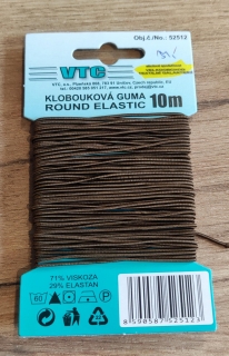 Klobouková guma 1,2 mm - karta 10 m - 7902 - hnědá