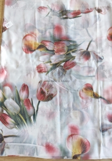 Jarní šála/šátek - vzorovaná - kala tulipán na bílé