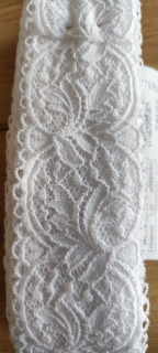 Krajka elastická - 62 mm - bílá - Oekotex standard 100