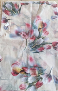 Jarní šála/šátek - vzorovaná - kala tulipán na smetanové