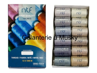 POLYESTEROVÉ NITĚ NTF 40/2 MIX II 1000 M x 12 ks